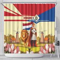 Netherlands Lion and Knight Shower Curtain Tulips and Windmills