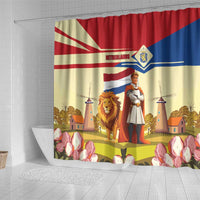 Netherlands Lion and Knight Shower Curtain Tulips and Windmills