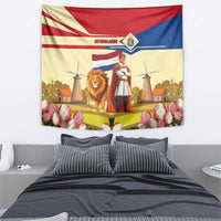 Netherlands Lion and Knight Tapestry Tulips and Windmills