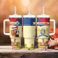 Netherlands Lion and Knight Tumbler With Handle Tulips and Windmills