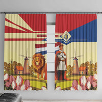 Netherlands Lion and Knight Window Curtain Tulips and Windmills