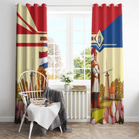 Netherlands Lion and Knight Window Curtain Tulips and Windmills