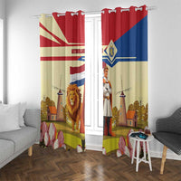 Netherlands Lion and Knight Window Curtain Tulips and Windmills