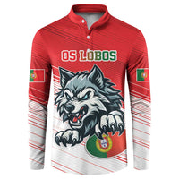 Custom Portugal Rugby Go Champions Button Sweatshirt Wolf Mascot Style