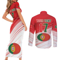 Custom Portugal Rugby Go Champions Couples Matching Short Sleeve Bodycon Dress and Long Sleeve Button Shirt Wolf Mascot Style