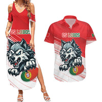 Custom Portugal Rugby Go Champions Couples Matching Summer Maxi Dress and Hawaiian Shirt Wolf Mascot Style