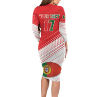 Custom Portugal Rugby Go Champions Family Matching Long Sleeve Bodycon Dress and Hawaiian Shirt Wolf Mascot Style