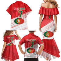 Custom Portugal Rugby Go Champions Family Matching Mermaid Dress and Hawaiian Shirt Wolf Mascot Style