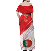 Custom Portugal Rugby Go Champions Family Matching Off Shoulder Maxi Dress and Hawaiian Shirt Wolf Mascot Style