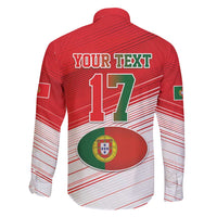 Custom Portugal Rugby Go Champions Family Matching Off Shoulder Short Dress and Hawaiian Shirt Wolf Mascot Style