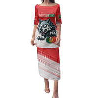 Custom Portugal Rugby Go Champions Family Matching Puletasi and Hawaiian Shirt Wolf Mascot Style