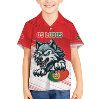 Custom Portugal Rugby Go Champions Family Matching Puletasi and Hawaiian Shirt Wolf Mascot Style