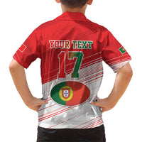 Custom Portugal Rugby Go Champions Family Matching Short Sleeve Bodycon Dress and Hawaiian Shirt Wolf Mascot Style