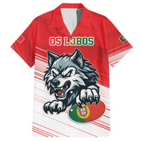 Custom Portugal Rugby Go Champions Family Matching Short Sleeve Bodycon Dress and Hawaiian Shirt Wolf Mascot Style