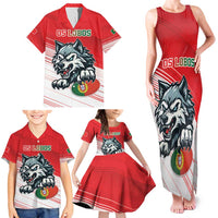 Custom Portugal Rugby Go Champions Family Matching Tank Maxi Dress and Hawaiian Shirt Wolf Mascot Style