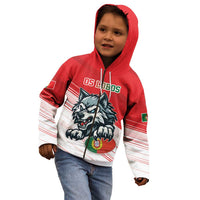 Custom Portugal Rugby Go Champions Kid Hoodie Wolf Mascot Style