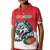 Custom Portugal Rugby Go Champions Kid Polo Shirt Wolf Mascot Style