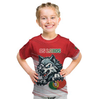 Custom Portugal Rugby Go Champions Kid T Shirt Wolf Mascot Style