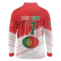 Custom Portugal Rugby Go Champions Long Sleeve Polo Shirt Wolf Mascot Style