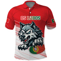 Custom Portugal Rugby Go Champions Polo Shirt Wolf Mascot Style