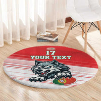 Custom Portugal Rugby Go Champions Round Carpet Wolf Mascot Style
