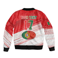 Custom Portugal Rugby Go Champions Sleeve Zip Bomber Jacket Wolf Mascot Style