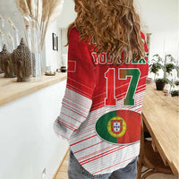 Custom Portugal Rugby Go Champions Women Casual Shirt Wolf Mascot Style