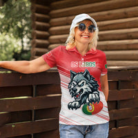 Custom Portugal Rugby Go Champions Women Polo Shirt Wolf Mascot Style