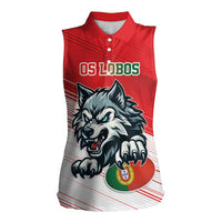 Custom Portugal Rugby Go Champions Women Sleeveless Polo Shirt Wolf Mascot Style