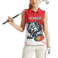 Custom Portugal Rugby Go Champions Women Sleeveless Polo Shirt Wolf Mascot Style