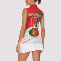 Custom Portugal Rugby Go Champions Women Sleeveless Polo Shirt Wolf Mascot Style