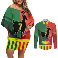 Personalized Portugal 7 Goat Couples Matching Off Shoulder Short Dress and Long Sleeve Button Shirt Greatest Of All Time Sporty Style
