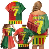 Personalized Portugal 7 Goat Family Matching Off Shoulder Short Dress and Hawaiian Shirt Greatest Of All Time Sporty Style