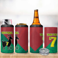 Personalized Portugal 7 Goat 4 in 1 Can Cooler Tumbler Greatest Of All Time Red Green Vintage