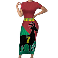 Personalized Portugal 7 Goat Family Matching Short Sleeve Bodycon Dress and Hawaiian Shirt Greatest Of All Time Red Green Vintage