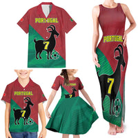 Personalized Portugal 7 Goat Family Matching Tank Maxi Dress and Hawaiian Shirt Greatest Of All Time Red Green Vintage