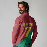 Personalized Portugal 7 Goat Long Sleeve Polo Shirt Greatest Of All Time Red Green Vintage