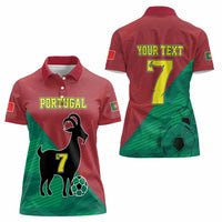 Personalized Portugal 7 Goat Women Polo Shirt Greatest Of All Time Red Green Vintage
