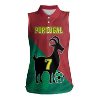 Personalized Portugal 7 Goat Women Sleeveless Polo Shirt Greatest Of All Time Red Green Vintage