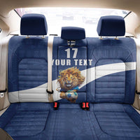 Custom Finland Football Lion Mascot Back Car Seat Cover Huuhkajat with Finnish Folk Paterns