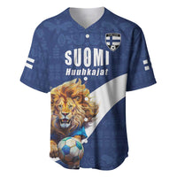 Custom Finland Football Lion Mascot Baseball Jersey Huuhkajat with Finnish Folk Paterns