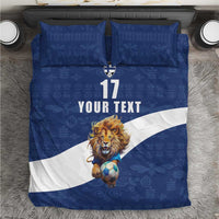 Custom Finland Football Lion Mascot Bedding Set Huuhkajat with Finnish Folk Paterns