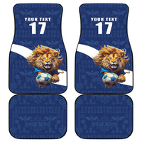 Custom Finland Football Lion Mascot Car Mats Huuhkajat with Finnish Folk Paterns
