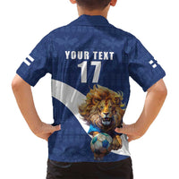 Custom Finland Football Lion Mascot Family Matching Long Sleeve Bodycon Dress and Hawaiian Shirt Huuhkajat with Finnish Folk Paterns