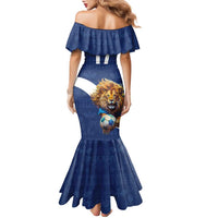 Custom Finland Football Lion Mascot Family Matching Mermaid Dress and Hawaiian Shirt Huuhkajat with Finnish Folk Paterns