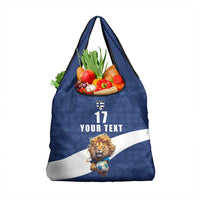 Custom Finland Football Lion Mascot Grocery Bag Huuhkajat with Finnish Folk Paterns