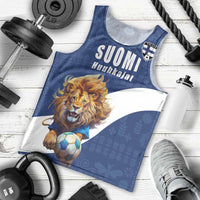 Custom Finland Football Lion Mascot Men Tank Top Huuhkajat with Finnish Folk Paterns