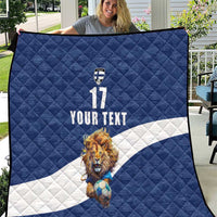 Custom Finland Football Lion Mascot Quilt Huuhkajat with Finnish Folk Paterns