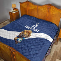 Custom Finland Football Lion Mascot Quilt Huuhkajat with Finnish Folk Paterns