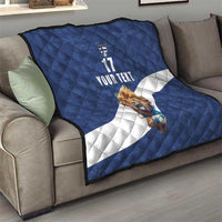 Custom Finland Football Lion Mascot Quilt Huuhkajat with Finnish Folk Paterns